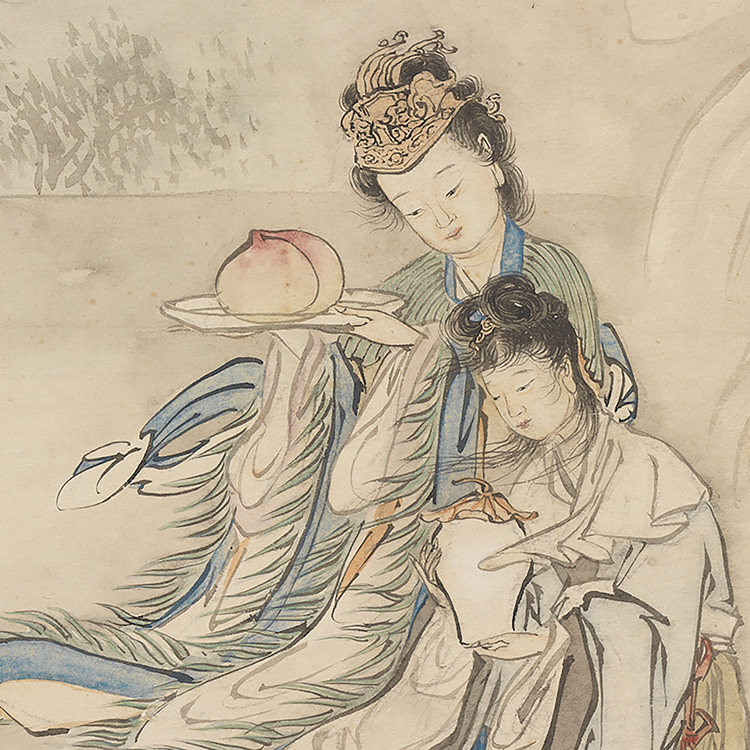 清 金廷标 画瑶池献寿图 35x56cm 真迹复制台北故宫藏清代人物画