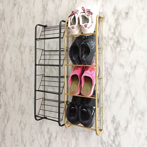 免打孔斜放式铁艺鞋架小收纳神器