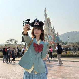 校供感青绿色JK制服西装外套女学院风套装时尚显瘦高级感西服套装