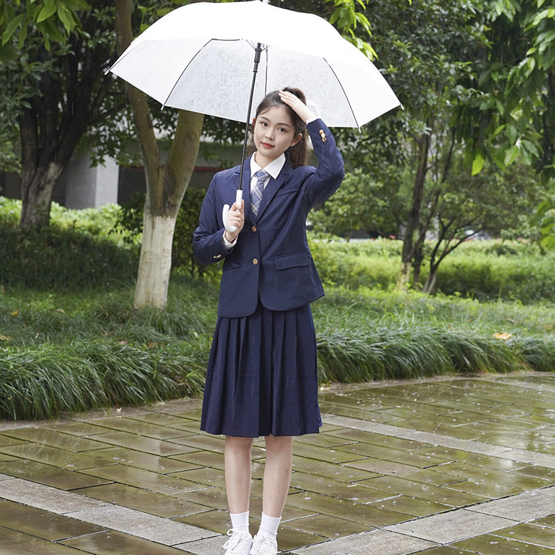 日系学院风班服秋季藏青西服套装中学生高中生运动会合唱服校服