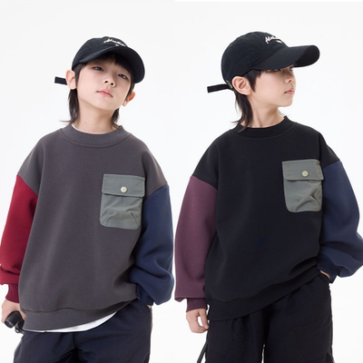 中大童宽松休闲纯棉一体绒卫衣潮