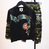 男童绿迷彩长袖 上衣 M儿童纯棉圆领打底衫 T恤2025春秋新款 潮牌童装