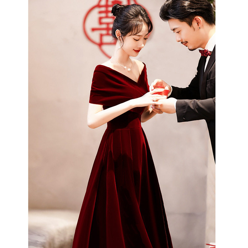 敬酒服新娘结婚订婚晚礼服女宴会连衣裙小个子孕妇遮肚子大码