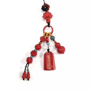 安伯曼红朱砂莲花跑环无事牌葫芦三合文哲大将军手机链挂件