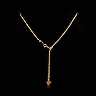 安伯曼日本制精工18k金素链Y链可抽拉项链