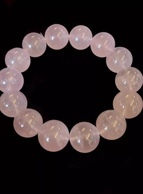 安伯曼马达加斯加粉水晶大圆珠全珠手串经典款16-17mm