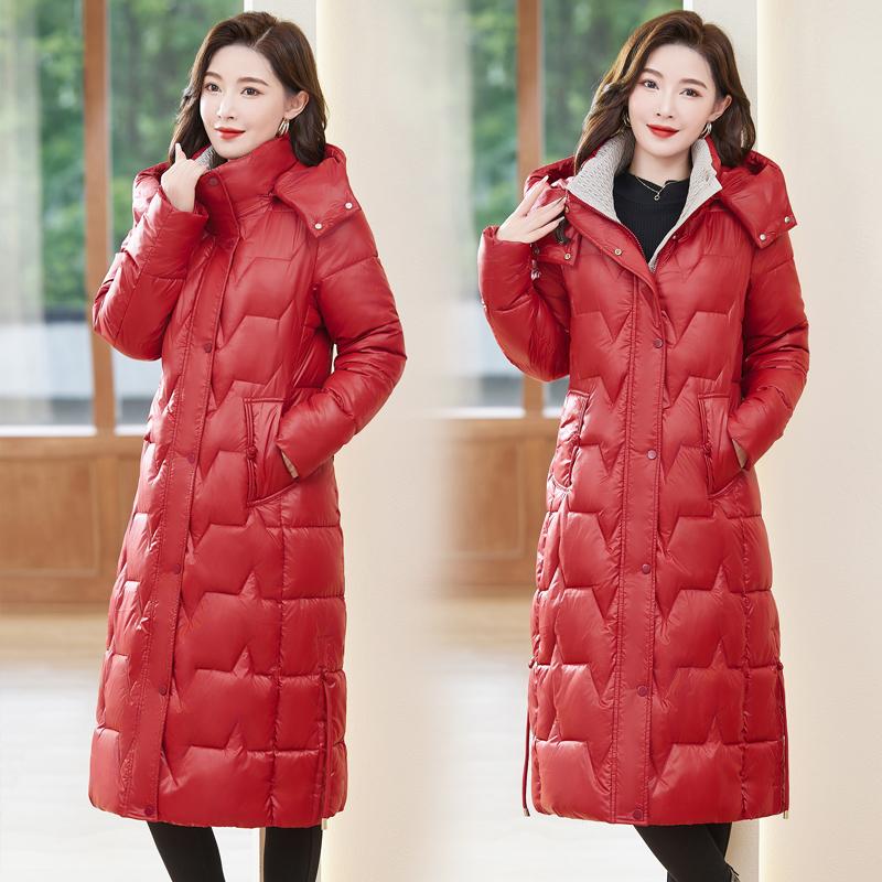 羽绒棉中长款韩版宽松亮面棉衣