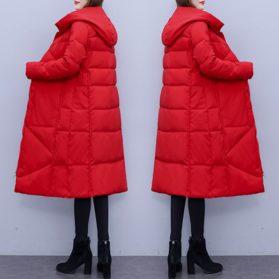 羽绒棉中长款通勤宽松连帽棉衣