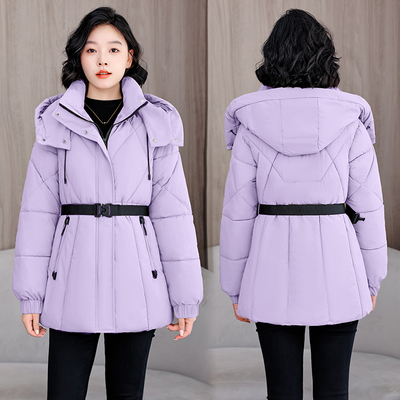 2025冬新款大码加厚棉袄中长款可拆卸帽收腰羽绒棉衣女棉服外套潮