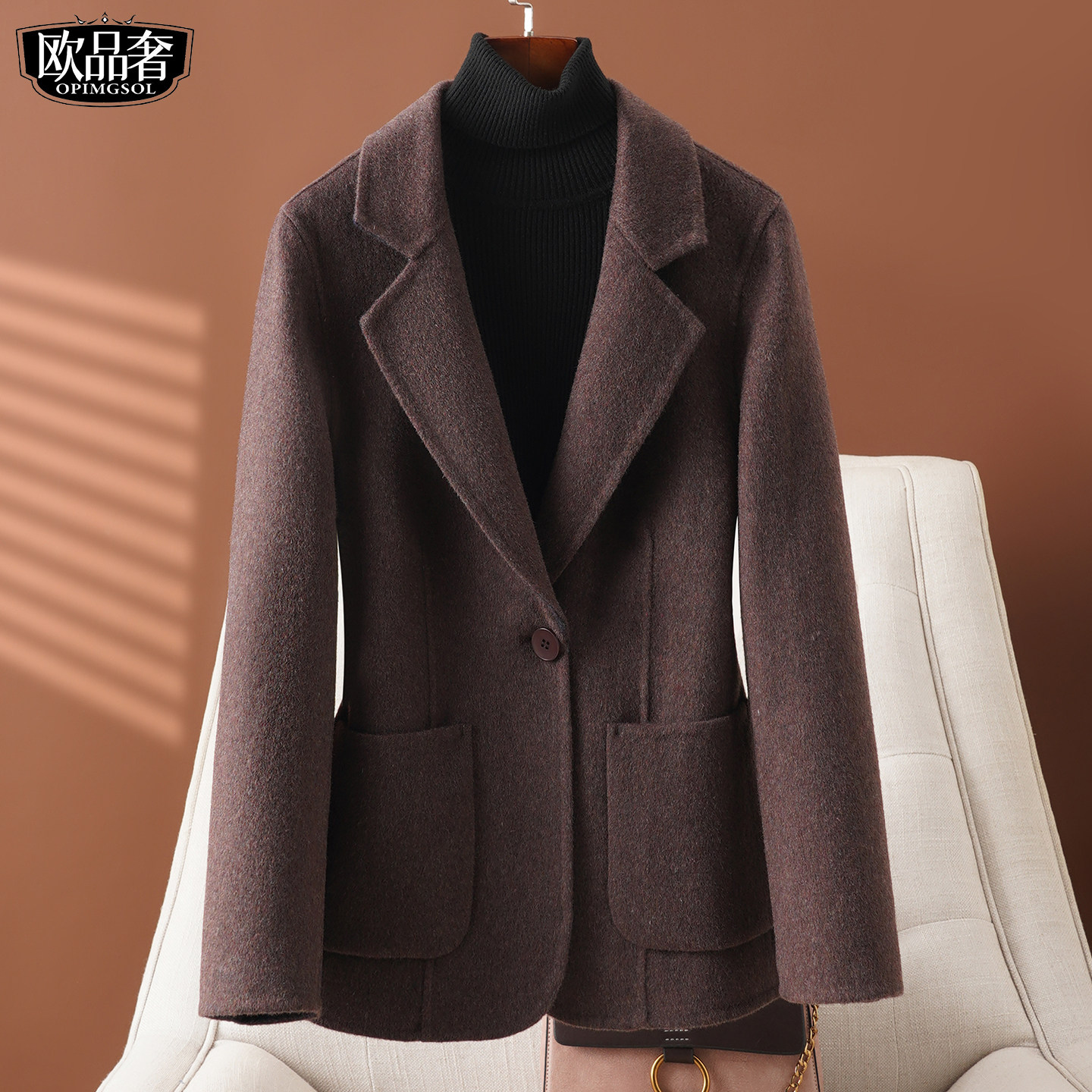 西装外套女短款西服领修身气质小个子正装2026春新款全羊毛呢大衣