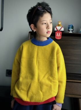 mama studio 日系儿童复古风百搭彩色毛衣针织套头半高领毛衣女