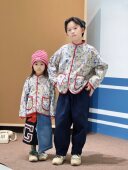 mama 复古满印灯芯绒盘扣外套日系dd唐装 studio 秋冬儿童新中式