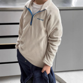 mama studio 秋冬日系儿童摇粒绒卫衣户外立领保暖内胆半拉链外套