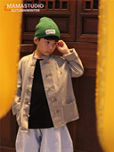 studio 春秋儿童字母刺绣唐装 薄外套亲子国潮中式 mama 盘扣立领衫