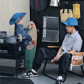 mama studio 日系儿童渔夫帽可拆卸护颈防晒遮阳帽户外山系大帽檐