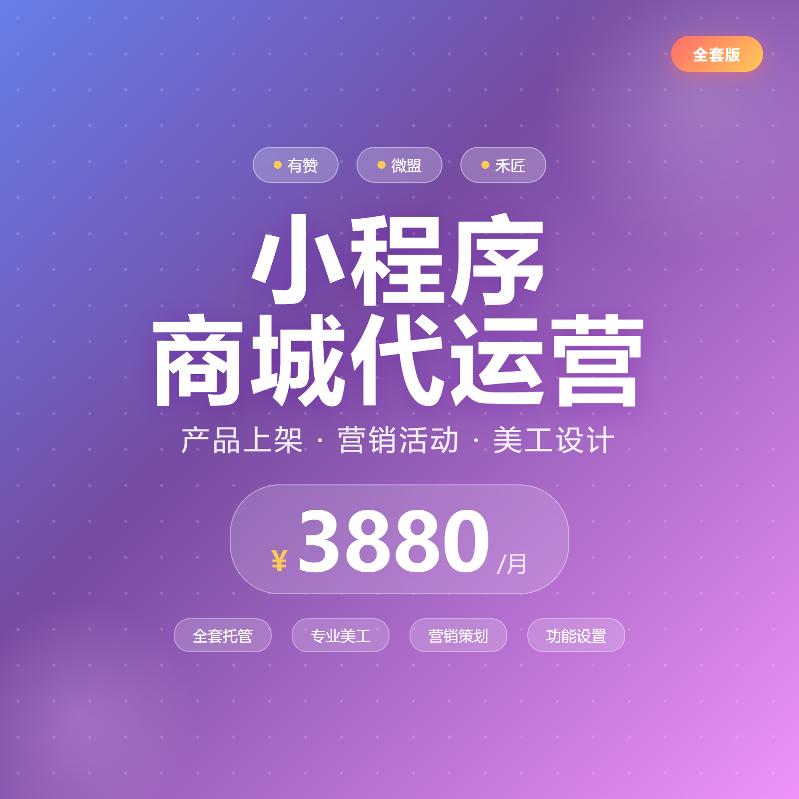 微信小程序商城全套代运营有赞微盟营销活动美工设计功能设置包月