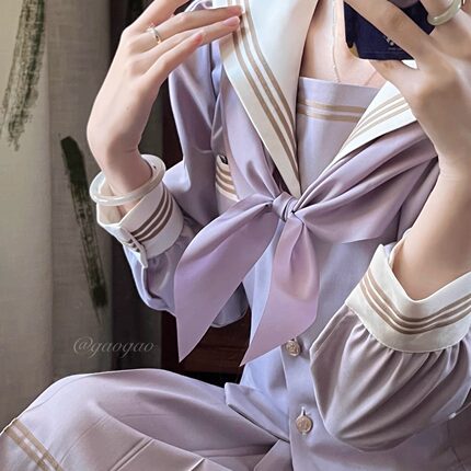 【雪薰女子】栀枝兔jk雪薰女子水手服淡紫色日系学院校服三角巾