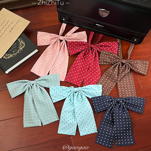 栀枝兔jk波点大领结免打少女鬼怪蝴蝶结衬衫红色水色蓝色薄荷粉色