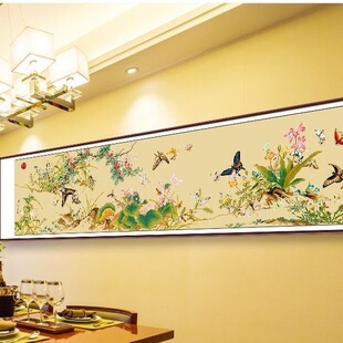 2023新款百蝶图线绣蝴蝶花卉大幅客厅中国风传世名画印花十字绣