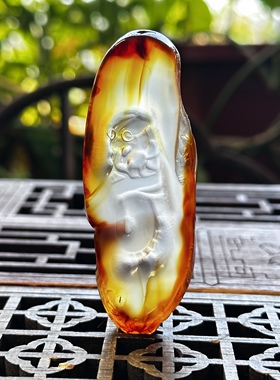 天然高冰江料原石一体巧雕生肖蛇冰透刚冰红玛瑙吊坠挂件