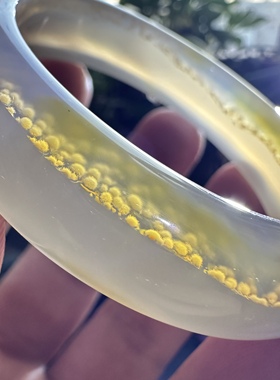 天然马料海洋玉髓高冰满圈白云金雪冰透立体星河满天星玛瑙手镯55