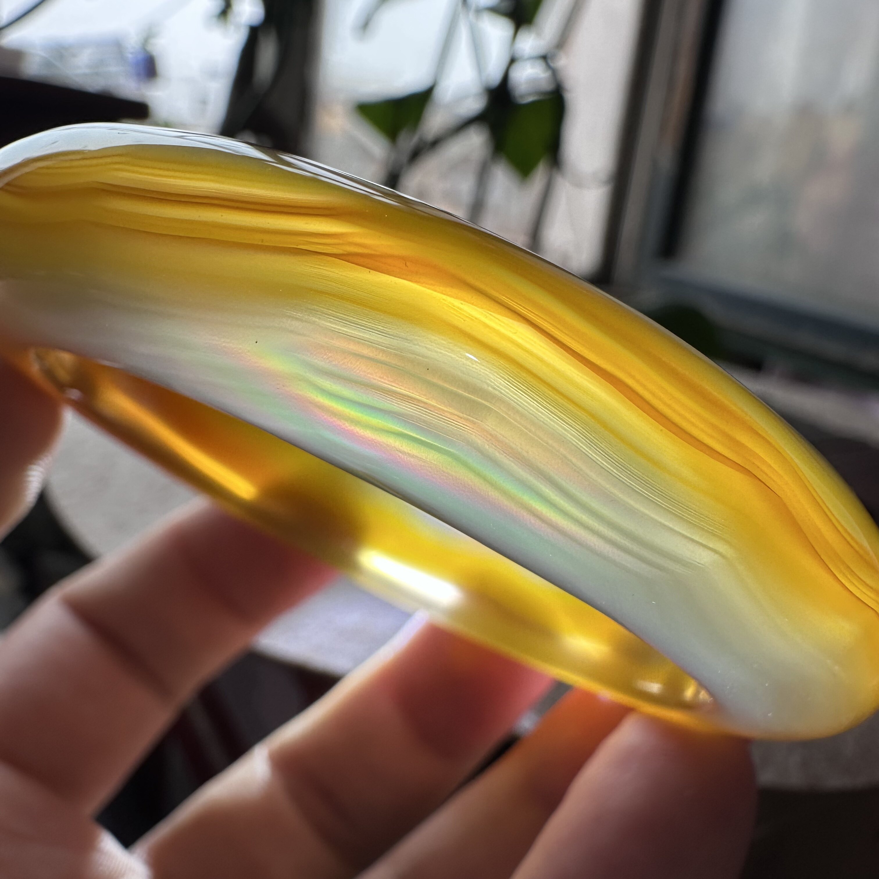 天然巴玉缠丝蜜糖红玛瑙加厚红韵黄冰极光彩虹光虹膜玛瑙手镯57口