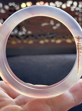 云臻阁天然海洋玉髓马料草花玛瑙树景小草风景景观紫玉髓手镯57