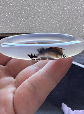 云臻阁天然海洋玉髓紫玉髓草花意境风景玛瑙手镯小草水墨高冰62口