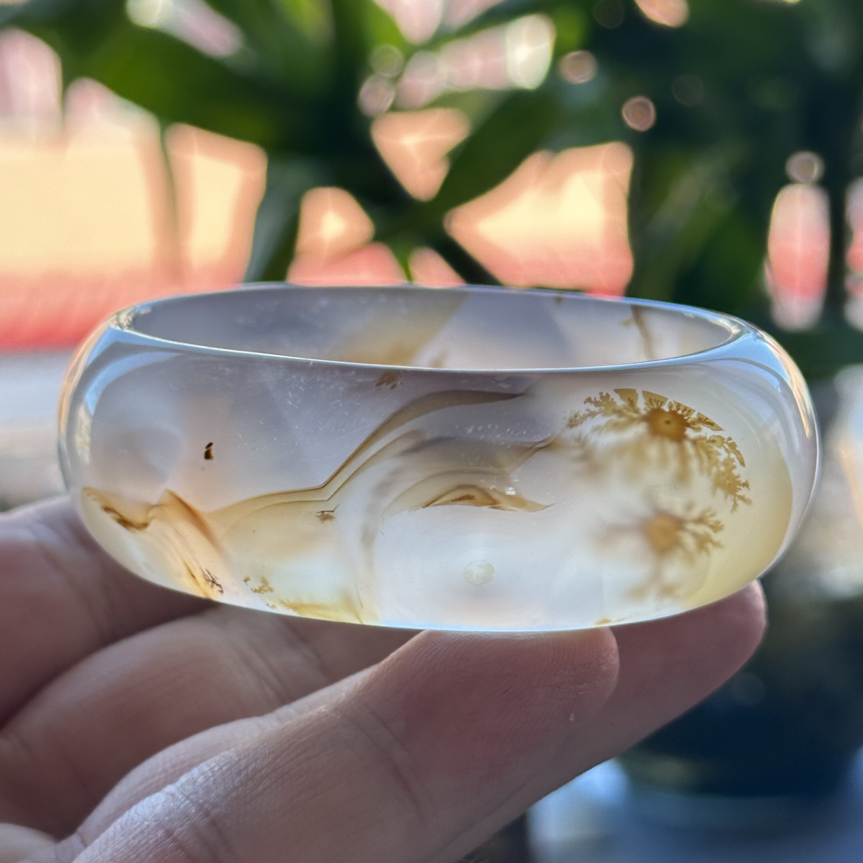 云臻阁天然海洋玉髓马料高冰草花飘花意境清新贵妃玛瑙手镯51口径