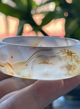 云臻阁天然海洋玉髓马料高冰草花飘花意境清新贵妃玛瑙手镯51口径