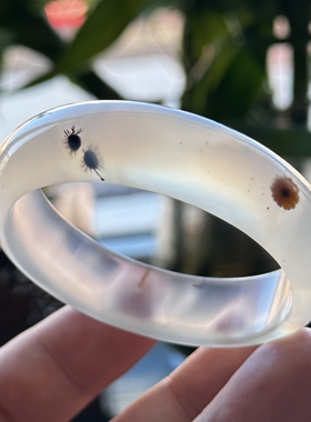 云臻阁天然海洋玉髓草花花朵水墨清新飘花玛瑙手镯冰透大花54口径