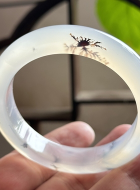 云臻阁天然马料海洋玉髓草花大花冰透白冰玛瑙飘花雪花景手镯57