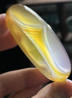 云臻阁天然巴玉黄冰玉髓俏色冰透彩虹光多彩玛瑙手镯54口