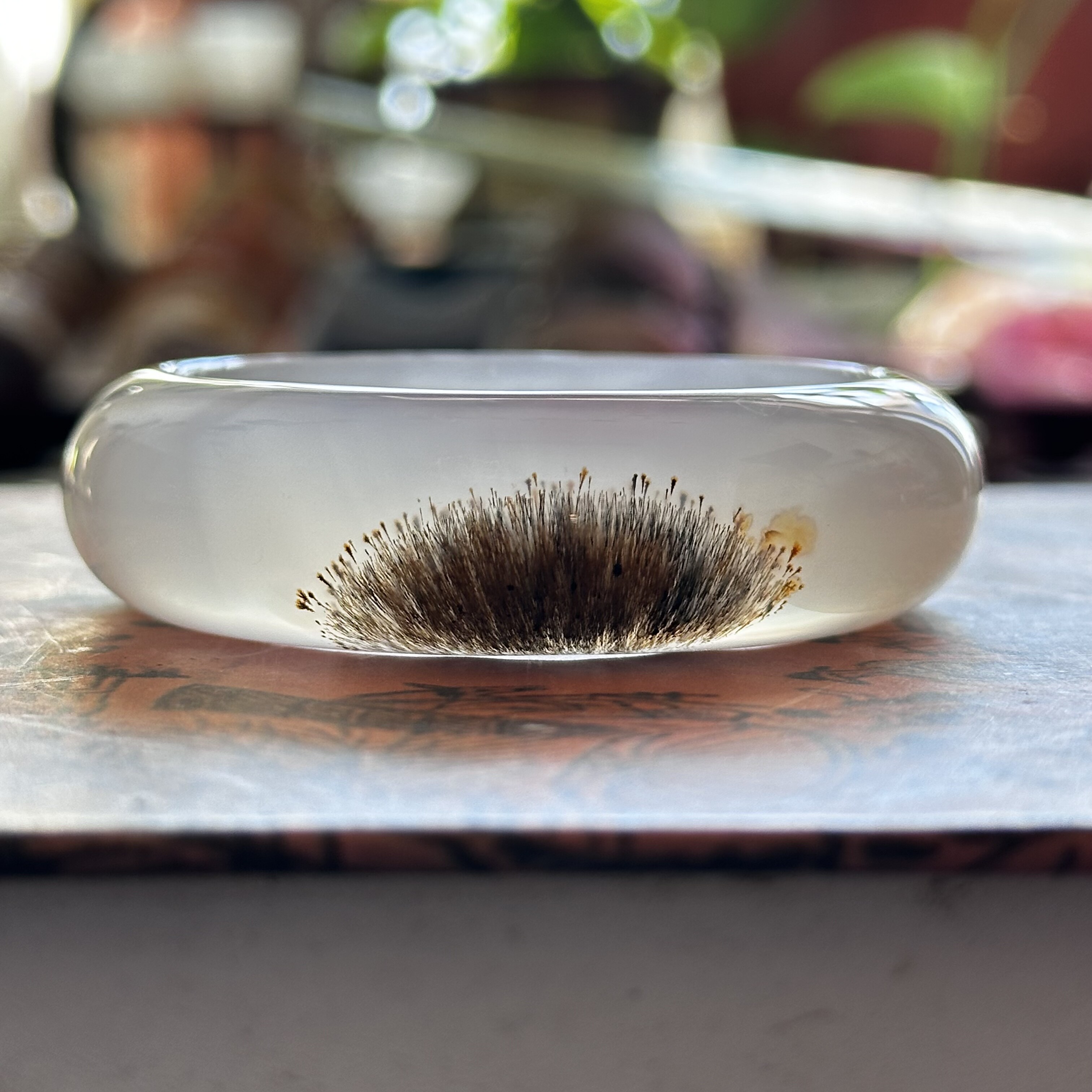 马料天然海洋玉髓草花白冰发丝水墨意境芦苇麦穗景观玛瑙手镯54口