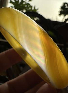 天然巴玉黄冰黄油玛瑙金丝七彩极光炫彩彩虹光虹膜玛瑙手镯55口径
