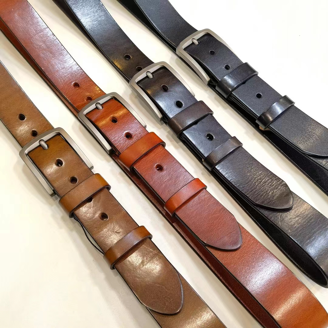 原始部落头层牛皮皮带休闲百搭男士2024新款生黑栗棕色牛仔裤腰带