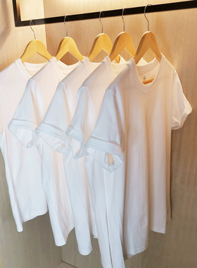 白色纯棉宽松圆领T恤2024夏季百搭休闲纯色简约基础款短袖上衣女