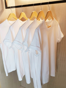 白色纯棉宽松圆领T恤2024夏季百搭休闲纯色简约基础款短袖上衣女