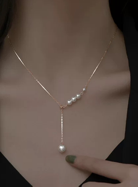 925纯银项链2022年新款女锁骨链仿珍珠颈链ins风简约小众轻奢