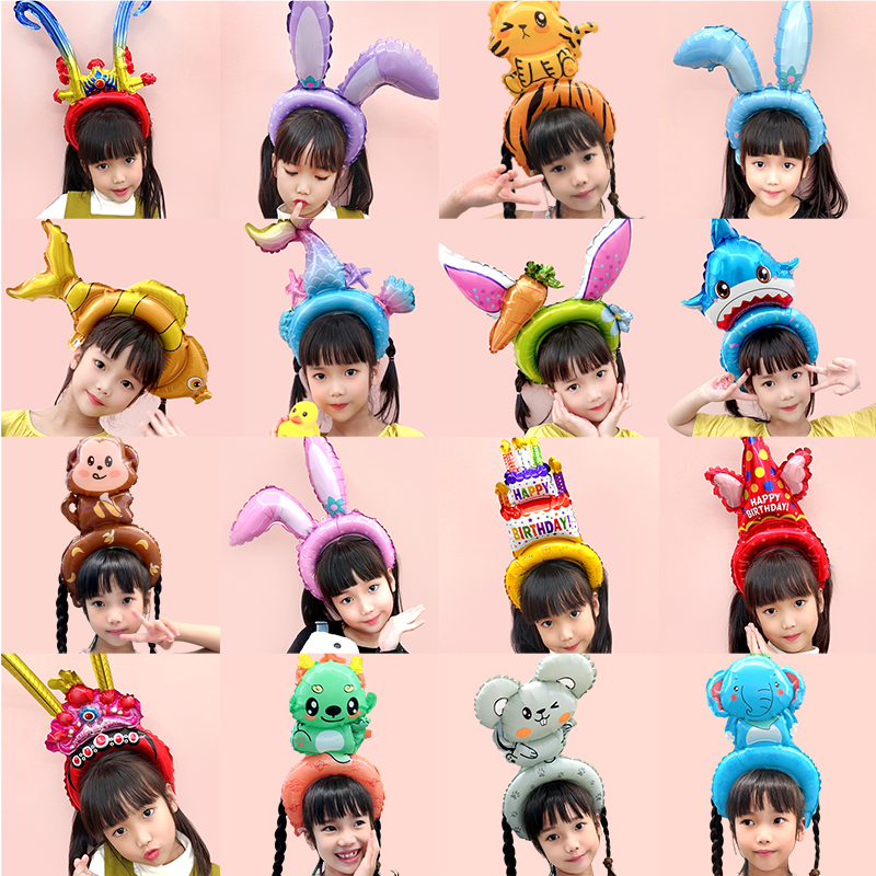开学季儿童国潮风京剧可爱兔耳朵发箍气球头饰玩具生日地推小礼品