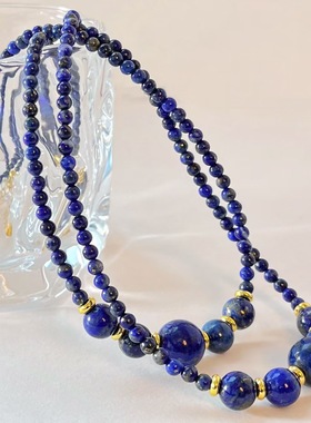 新中式复古高品质天然青金石满天星设计感锁骨链项链 保真可复检