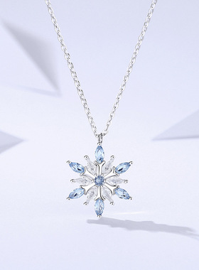 LuxeNexus纯银s925雪花项链女小众气质轻奢锆石尖晶锁骨链高级感