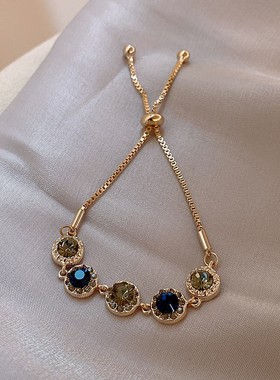 复古彩钻手链女ins小众设计手镯轻奢高级感简约冷淡风闺蜜手饰品