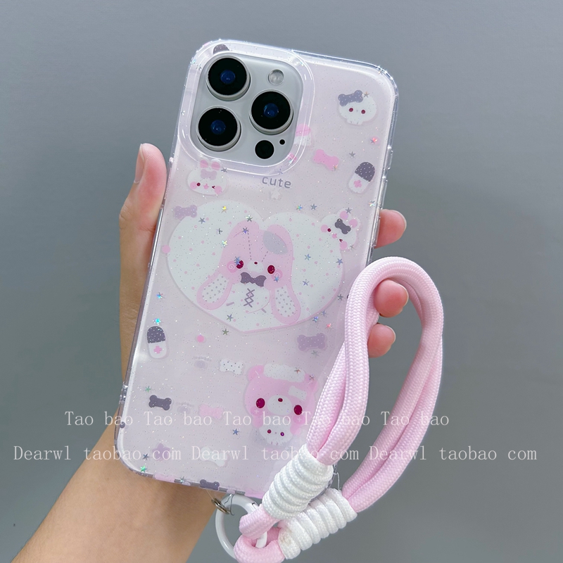 闪粉星星可爱少女粉小兔子手机壳