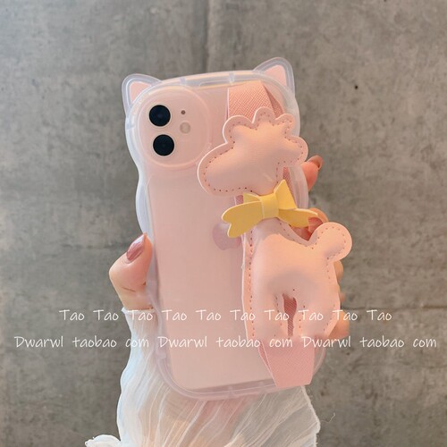 ins可爱猫咪耳朵手提蝴蝶结腕带适用iPhone17pro max手机壳苹果16高级15plus手链14防摔13保护12全包11少女心