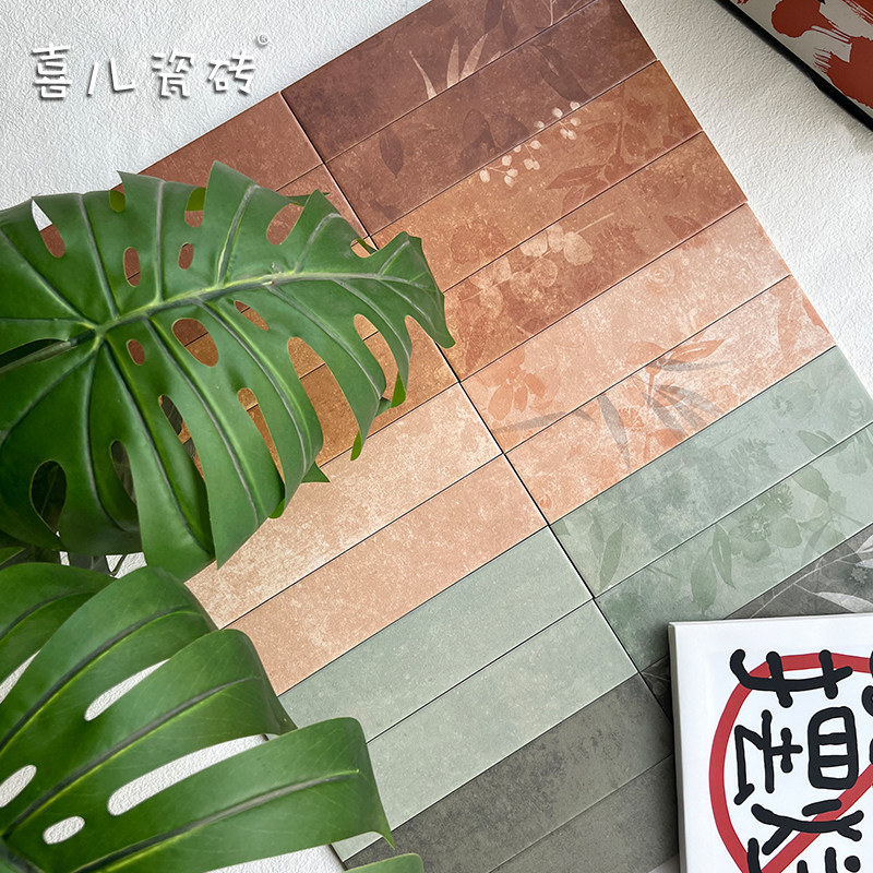 南洋风轻复古做旧长条小花砖民宿酒店会所卫生间浴室瓷砖阳台墙砖,家装主材,仿古砖（包括文化石）,淘宝优惠券,粉丝福利购,淘宝优惠卷