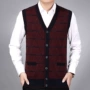 Áo len nam cổ chữ V cổ bố mặc áo len trung niên vest vest áo len nam ông - Áo len áo t shirt