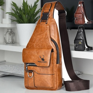 男士 chest bag 复古百搭单肩包大容量防水斜挎包高级感男包Men