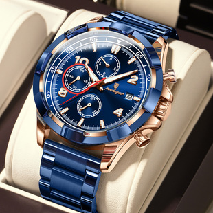 chronograph 瑞士品牌新款 石英表Men watch 计时多功能夜光男士