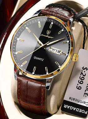 瑞士品牌新款防水夜光男士手表石英腕表Men's quartz wristwatch